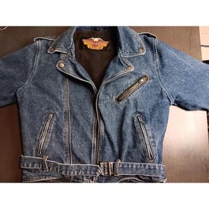 Vintage Y2K harley davidson Riders Denium jacket Mens Size S Very Cool 😎
